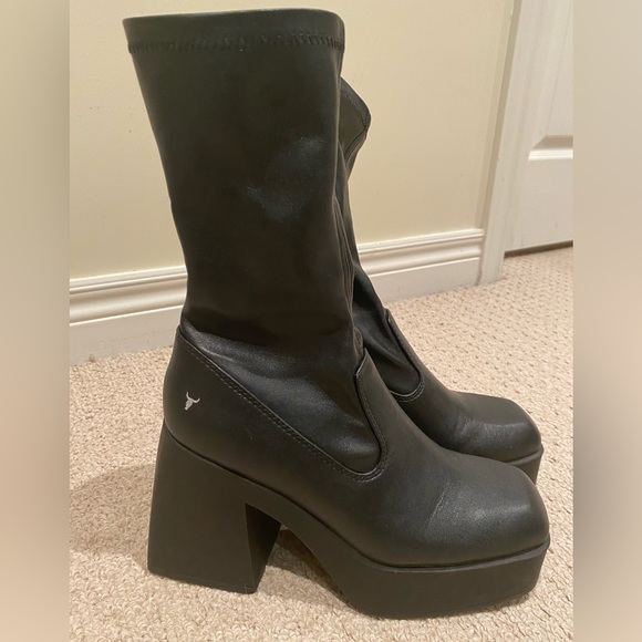 Trendy leather Windsor Smith platform booties - Picture 3 of 6